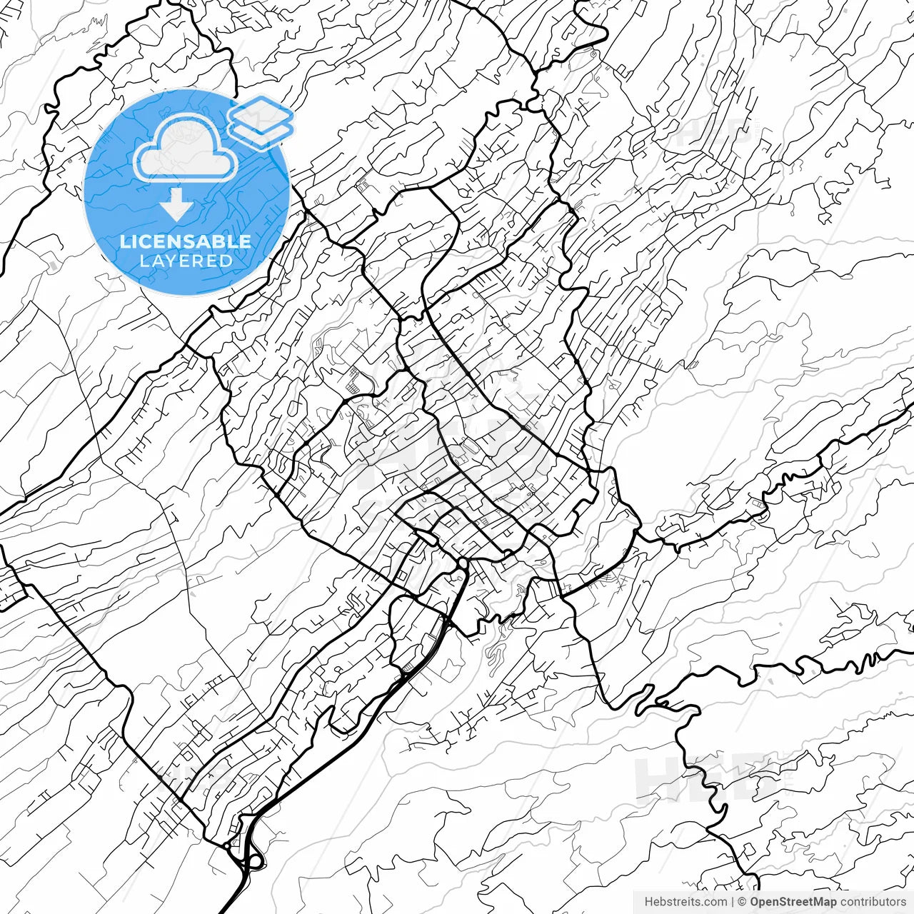 Layered PDF map of Le Tampon, Réunion, France