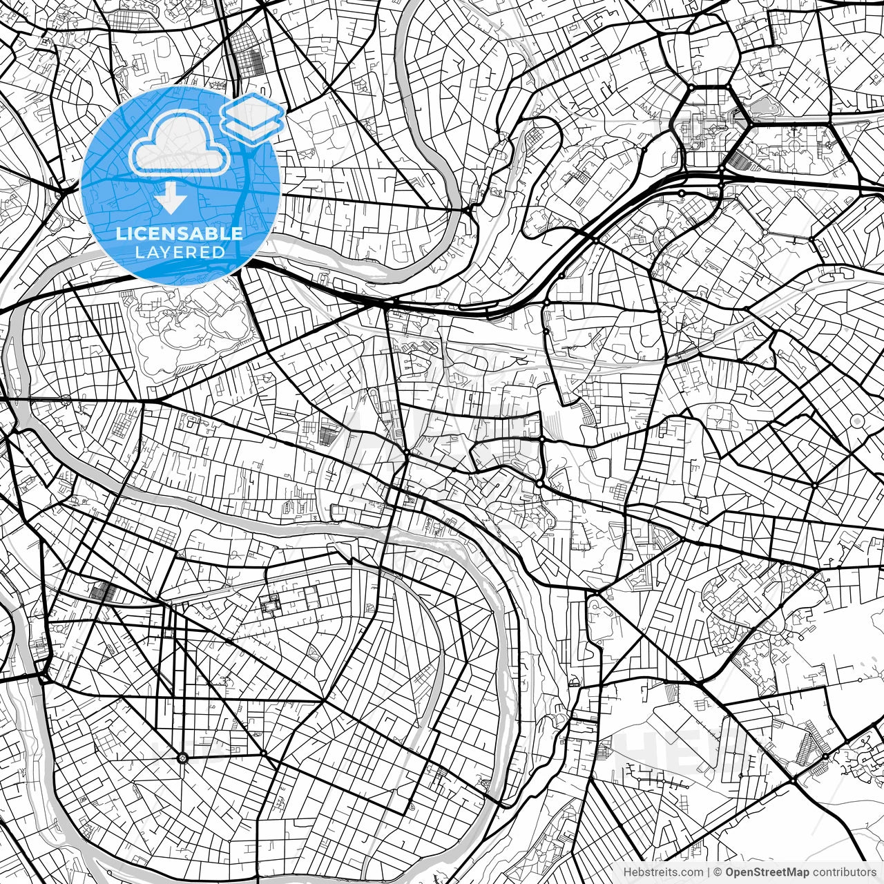 Layered PDF map of Champigny-sur-Marne, Val-de-Marne, France
