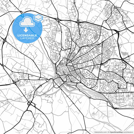 Layered PDF map of Béziers, Hérault, France