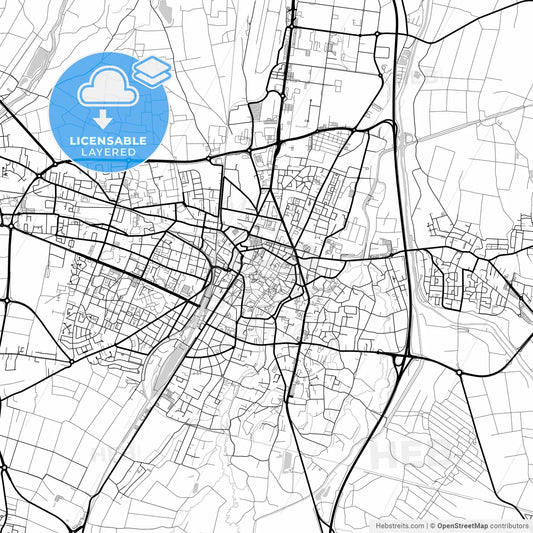 Layered PDF map of Colmar, Haut-Rhin, France