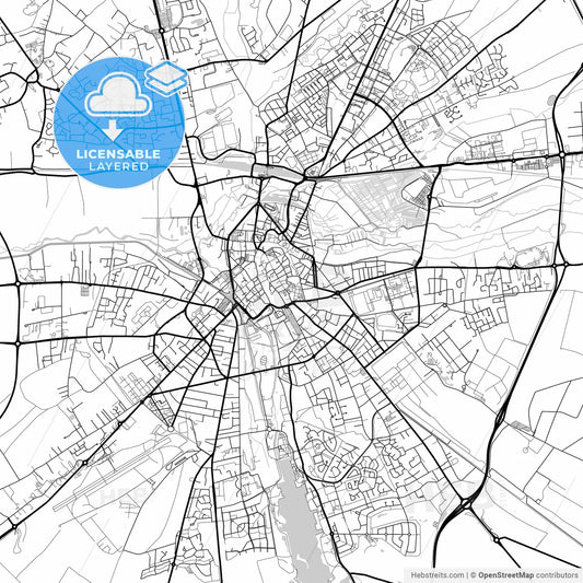 Layered PDF map of Bourges, Cher, France