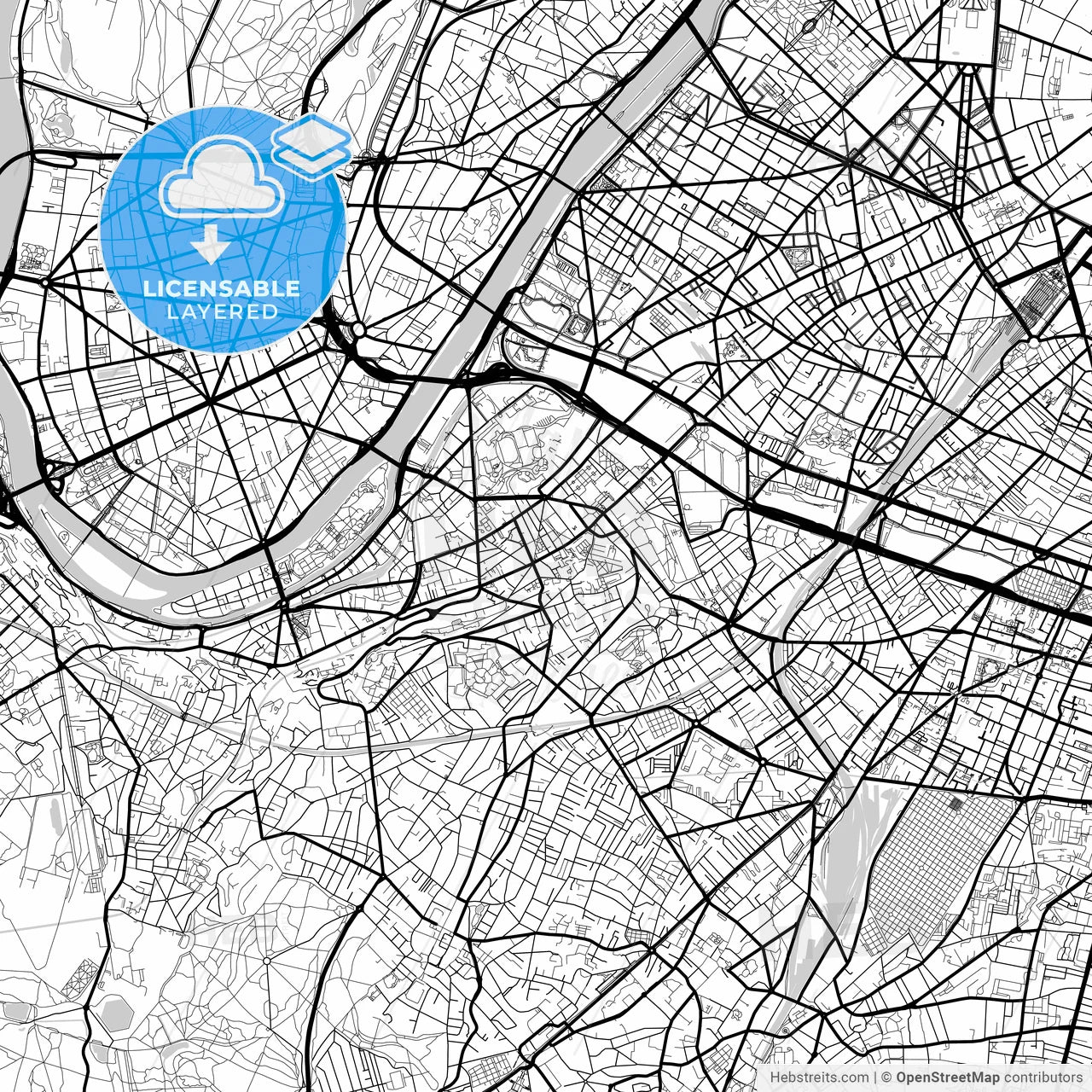 Layered PDF map of Issy-les-Moulineaux, Hauts-de-Seine, France