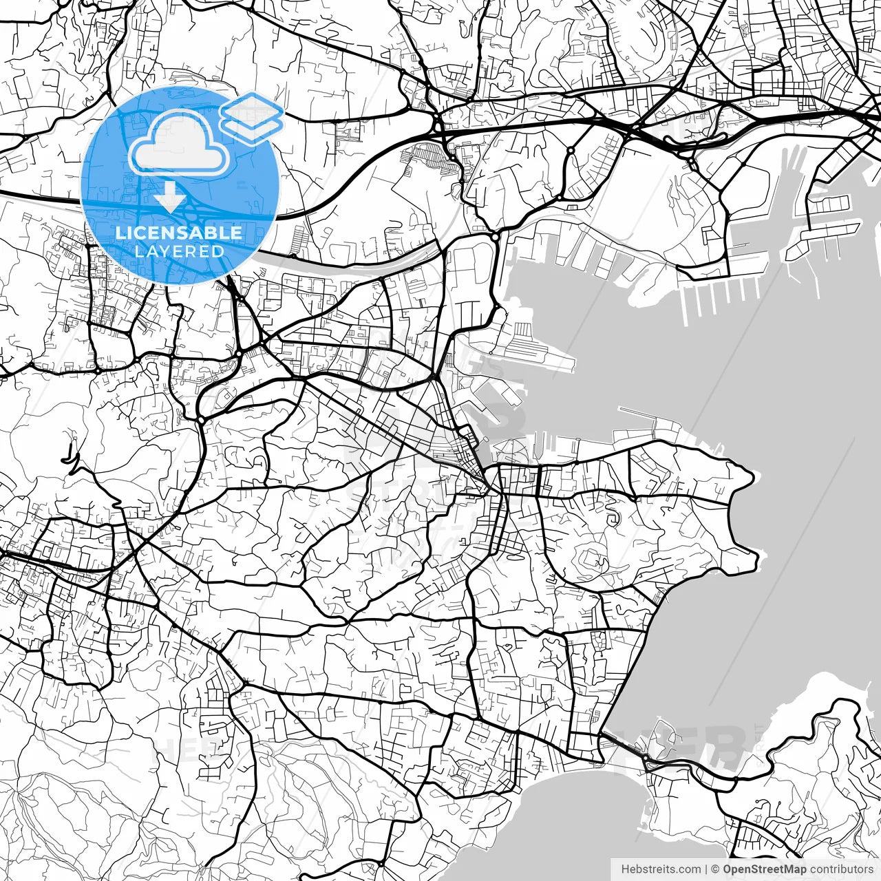 Layered PDF map of La Seyne-sur-Mer, Var, France
