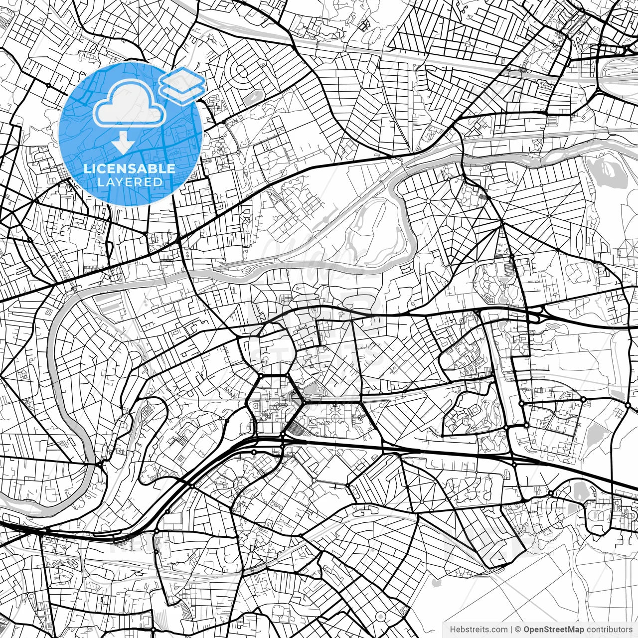 Layered PDF map of Noisy-le-Grand, Seine-Saint-Denis, France