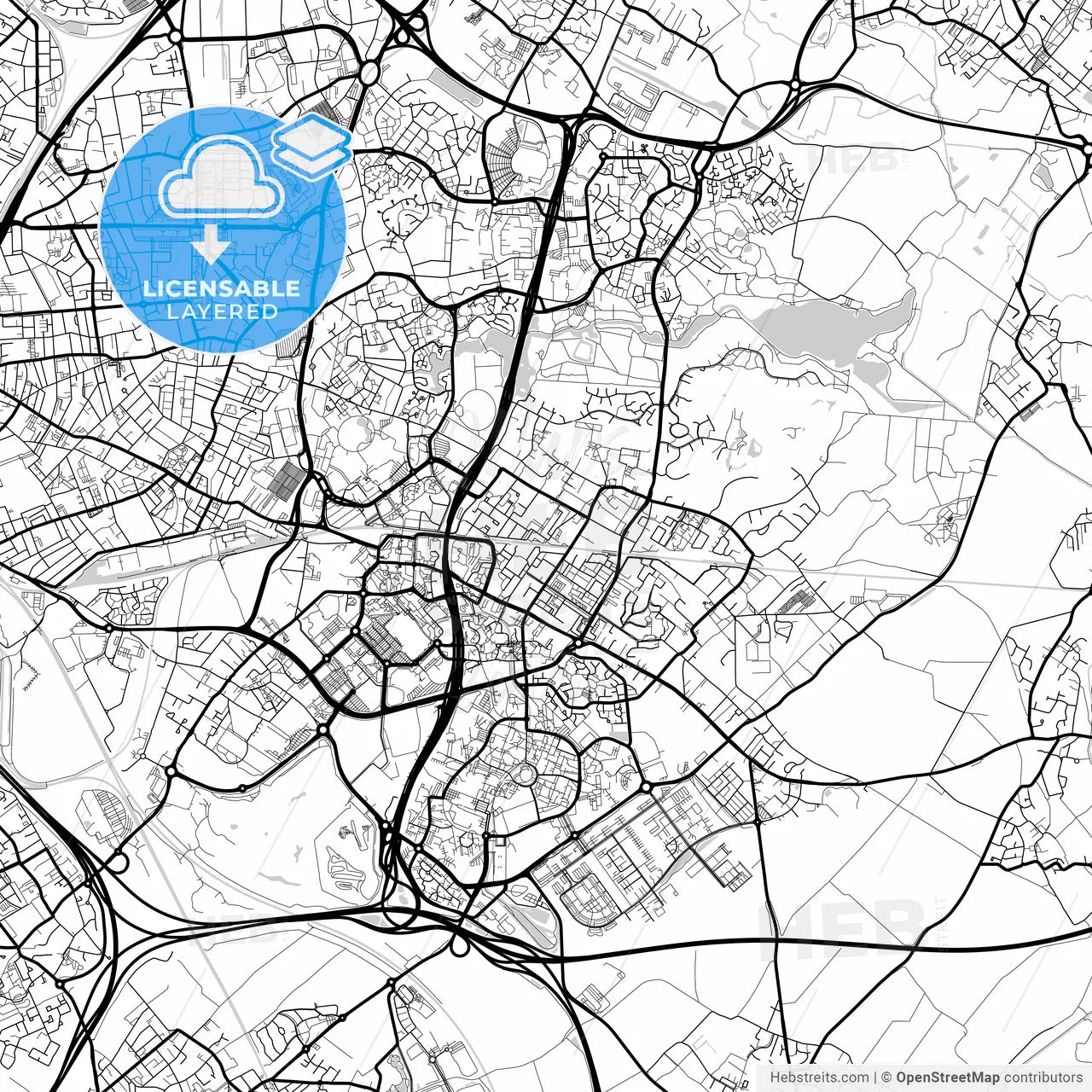 Layered PDF map of Villeneuve-d Ascq, Nord, France