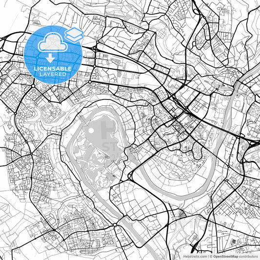 Layered PDF map of Cergy, Val-d Oise, France