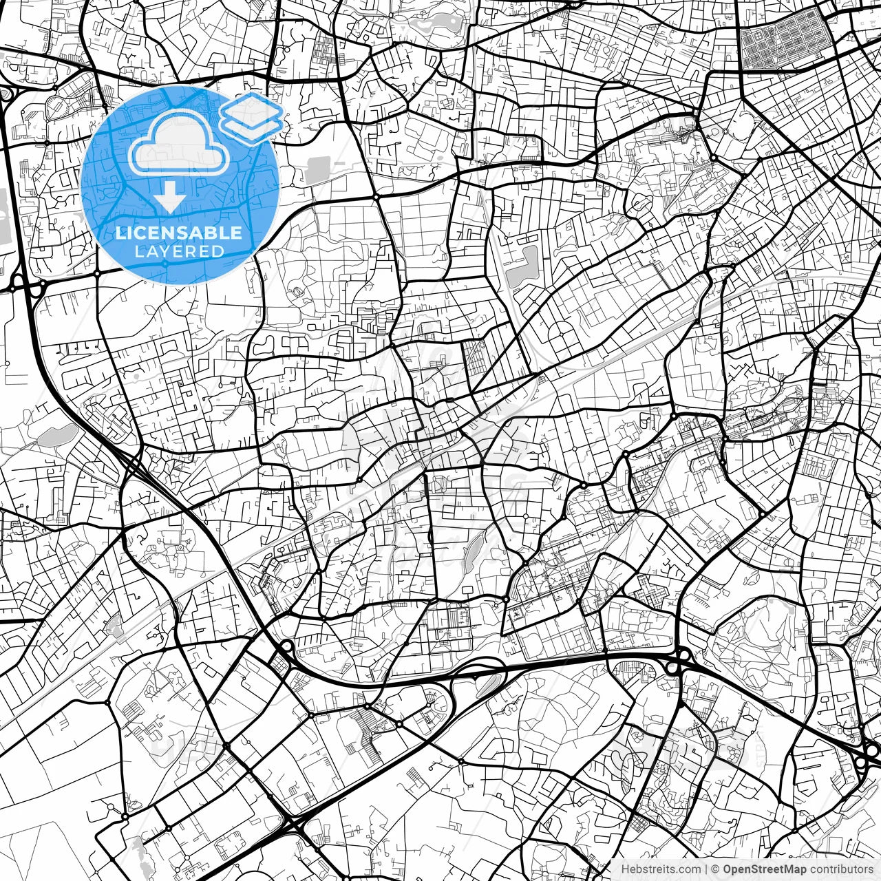 Layered PDF map of Pessac, Gironde, France