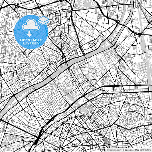 Layered PDF map of Clichy, Hauts-de-Seine, France