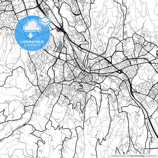 Layered PDF map of Chambéry, Savoie, France