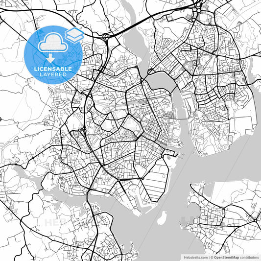 Layered PDF map of Lorient, Morbihan, France