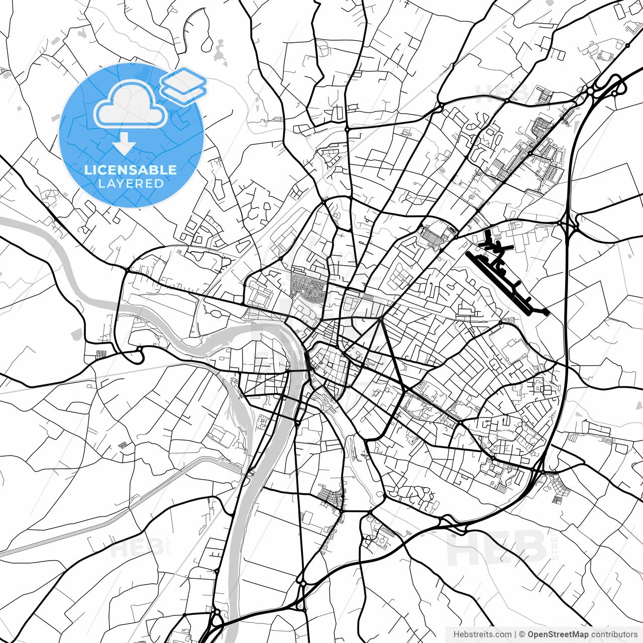 Layered PDF map of Montauban, Tarn-et-Garonne, France