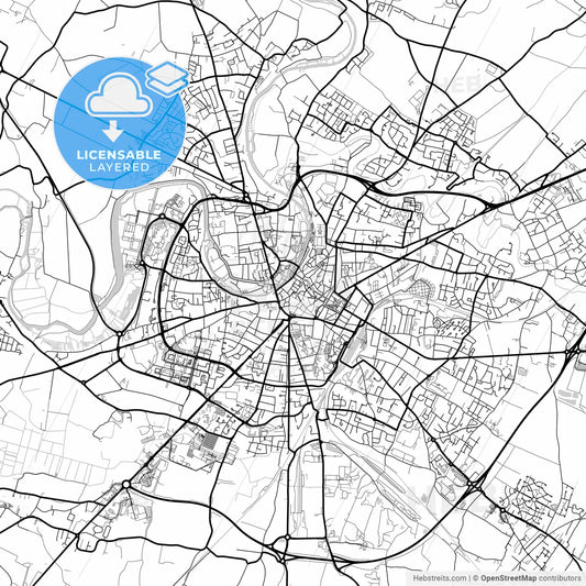 Layered PDF map of Niort, Deux-Sèvres, France