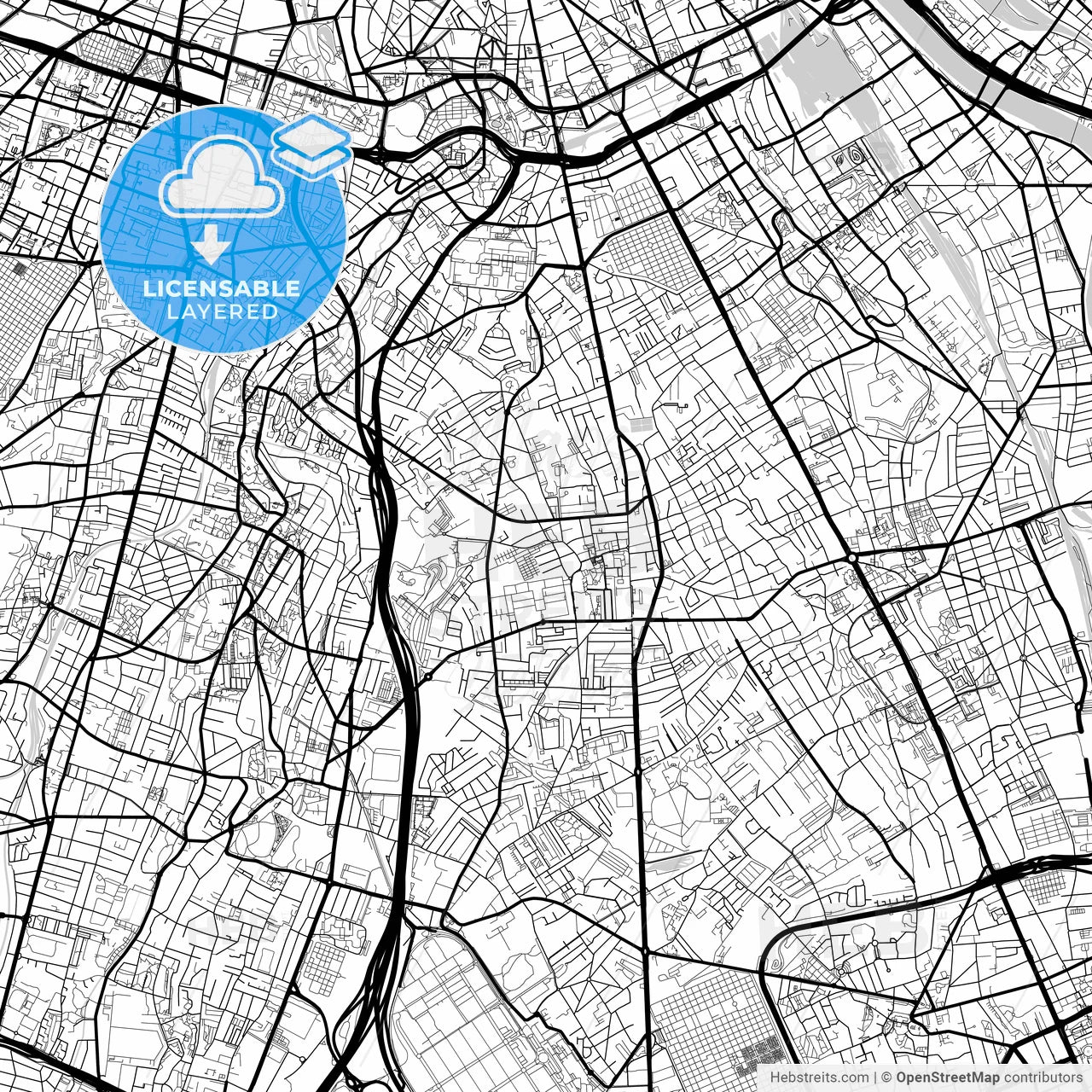 Layered PDF map of Villejuif, Val-de-Marne, France
