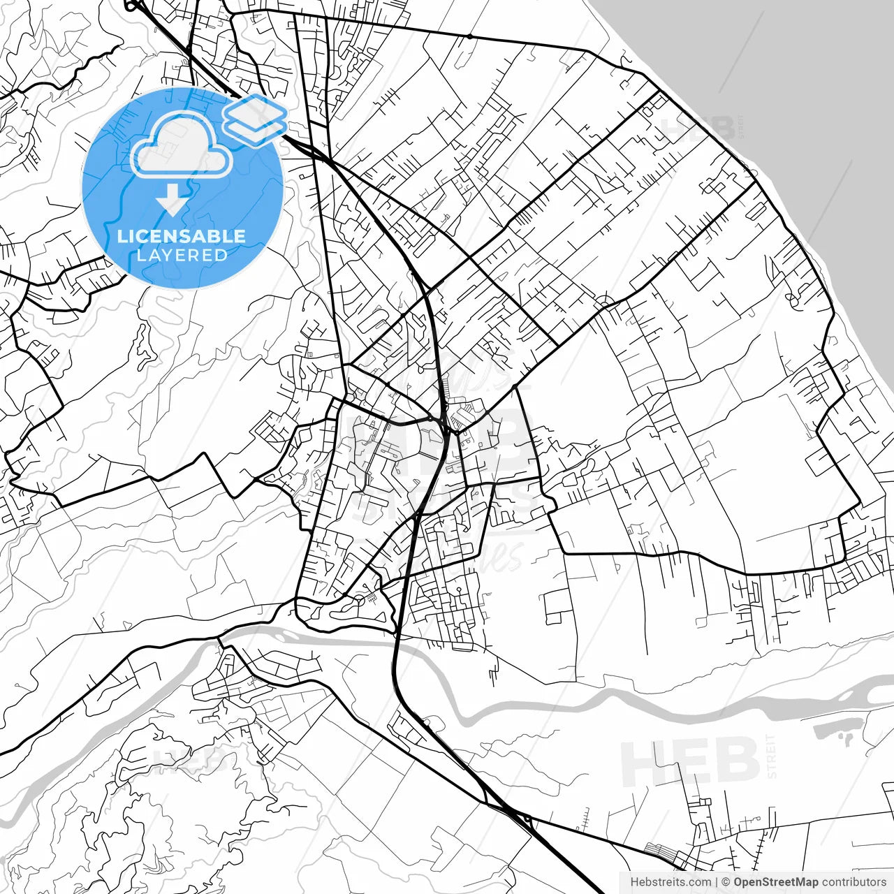 Layered PDF map of Saint-André, Réunion, France