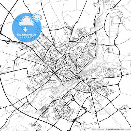 Layered PDF map of Saint-Quentin, Aisne, France