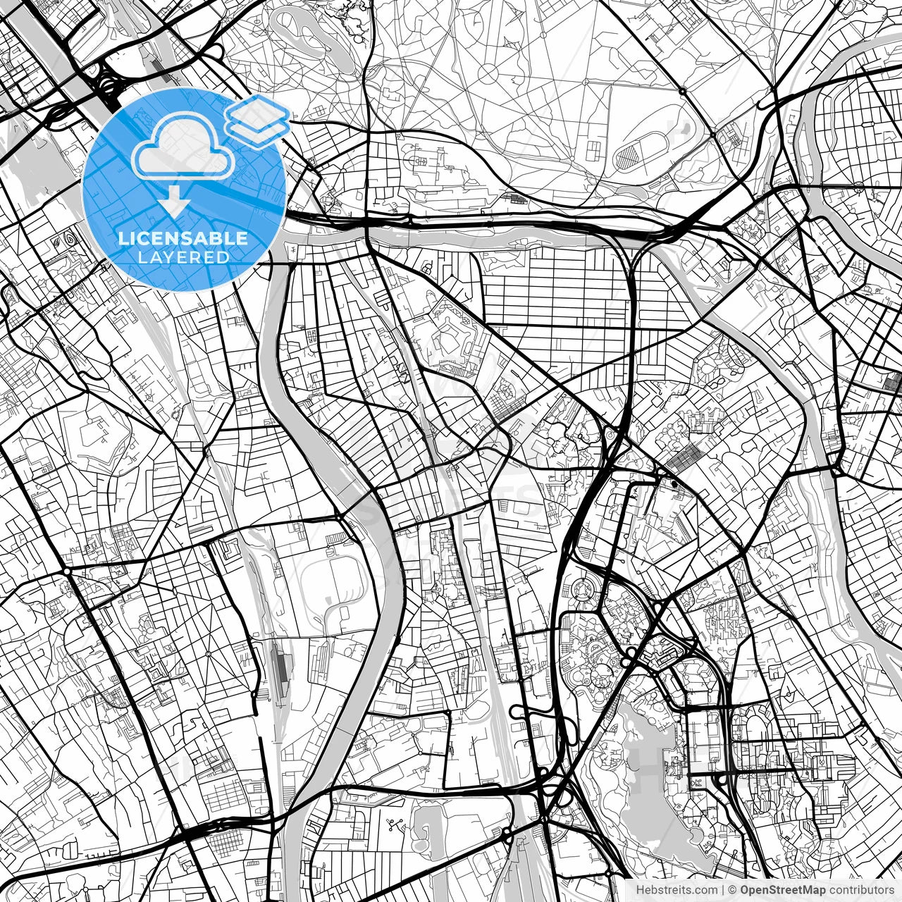 Layered PDF map of Maisons-Alfort, Val-de-Marne, France