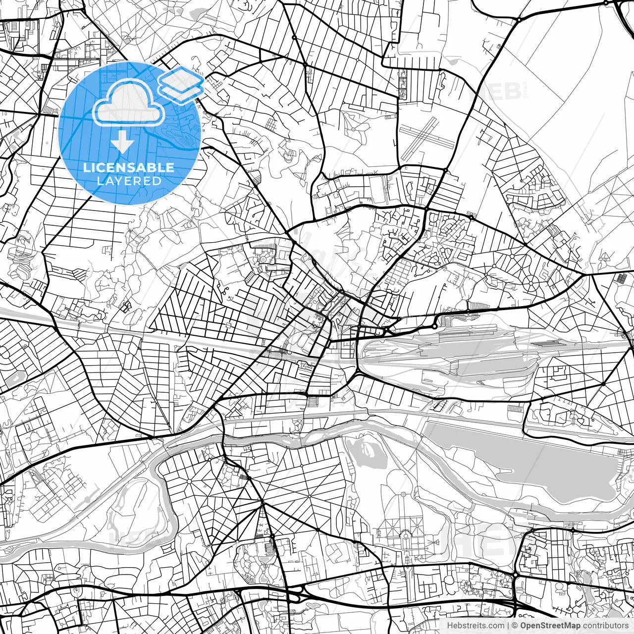 Layered PDF map of Chelles, Seine-et-Marne, France