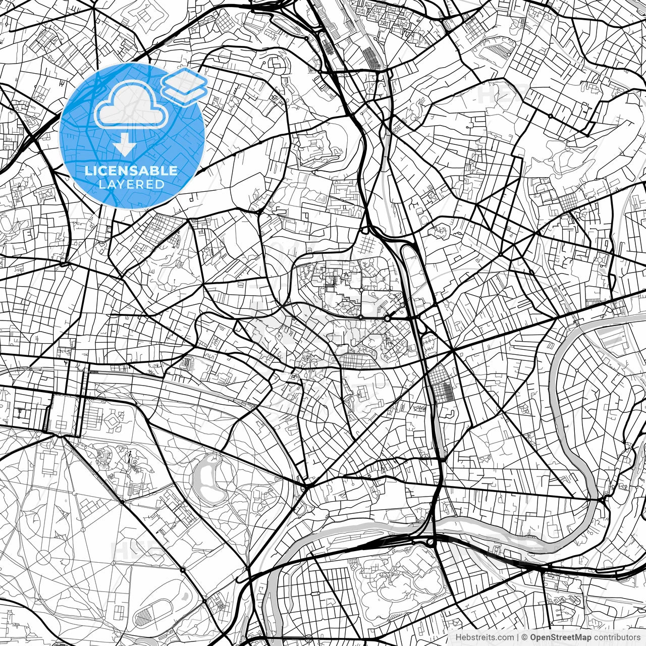 Layered PDF map of Fontenay-sous-Bois, Val-de-Marne, France