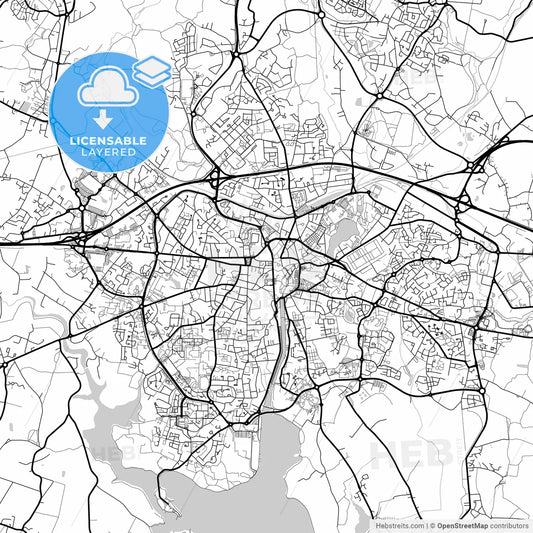 Layered PDF map of Vannes, Morbihan, France