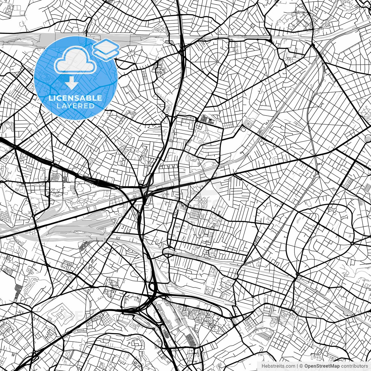 Layered PDF map of Bondy, Seine-Saint-Denis, France