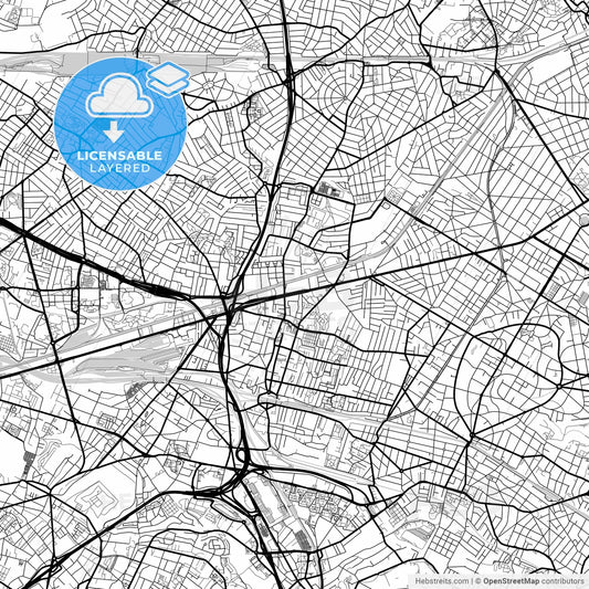Layered PDF map of Bondy, Seine-Saint-Denis, France