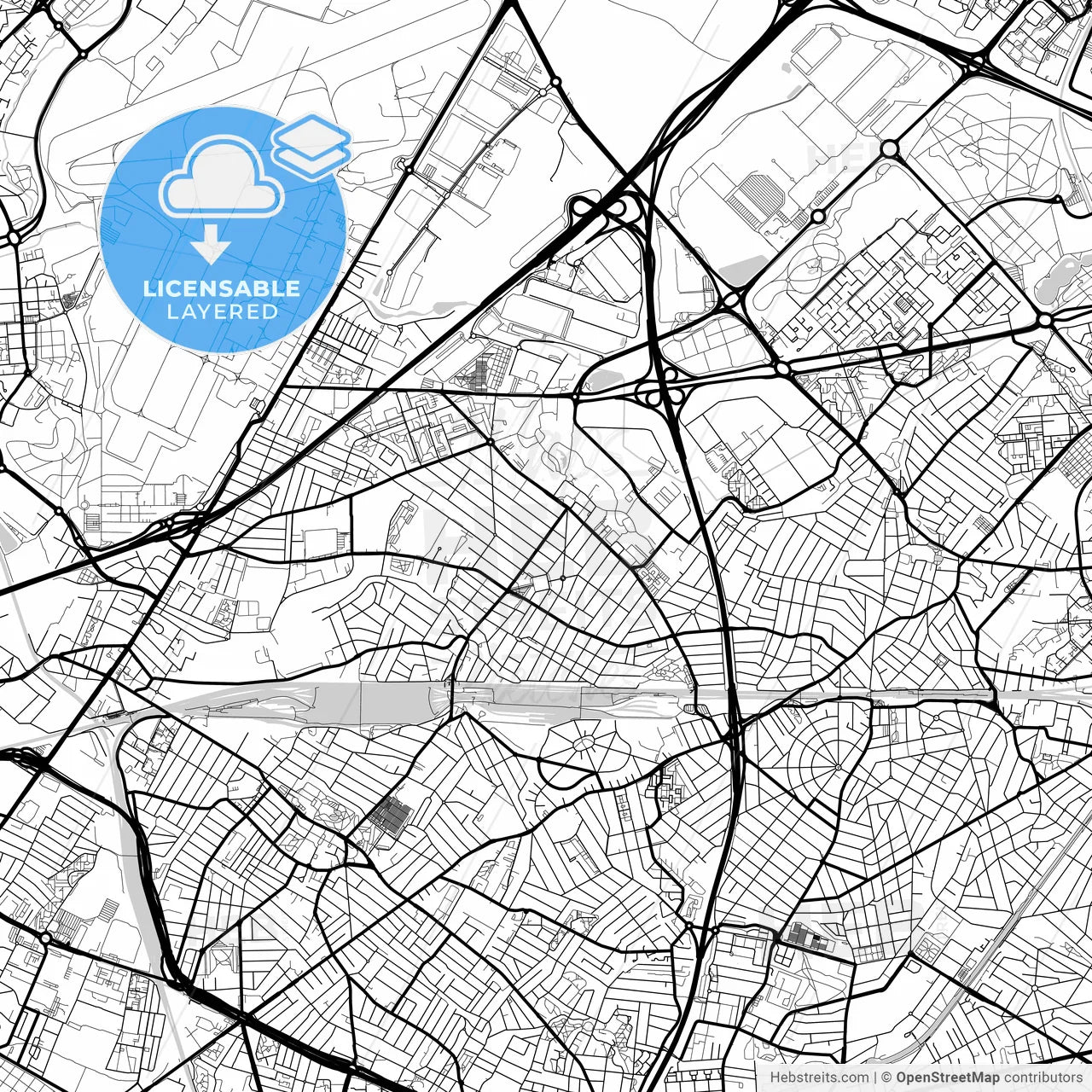 Layered PDF map of Le Blanc-Mesnil, Seine-Saint-Denis, France