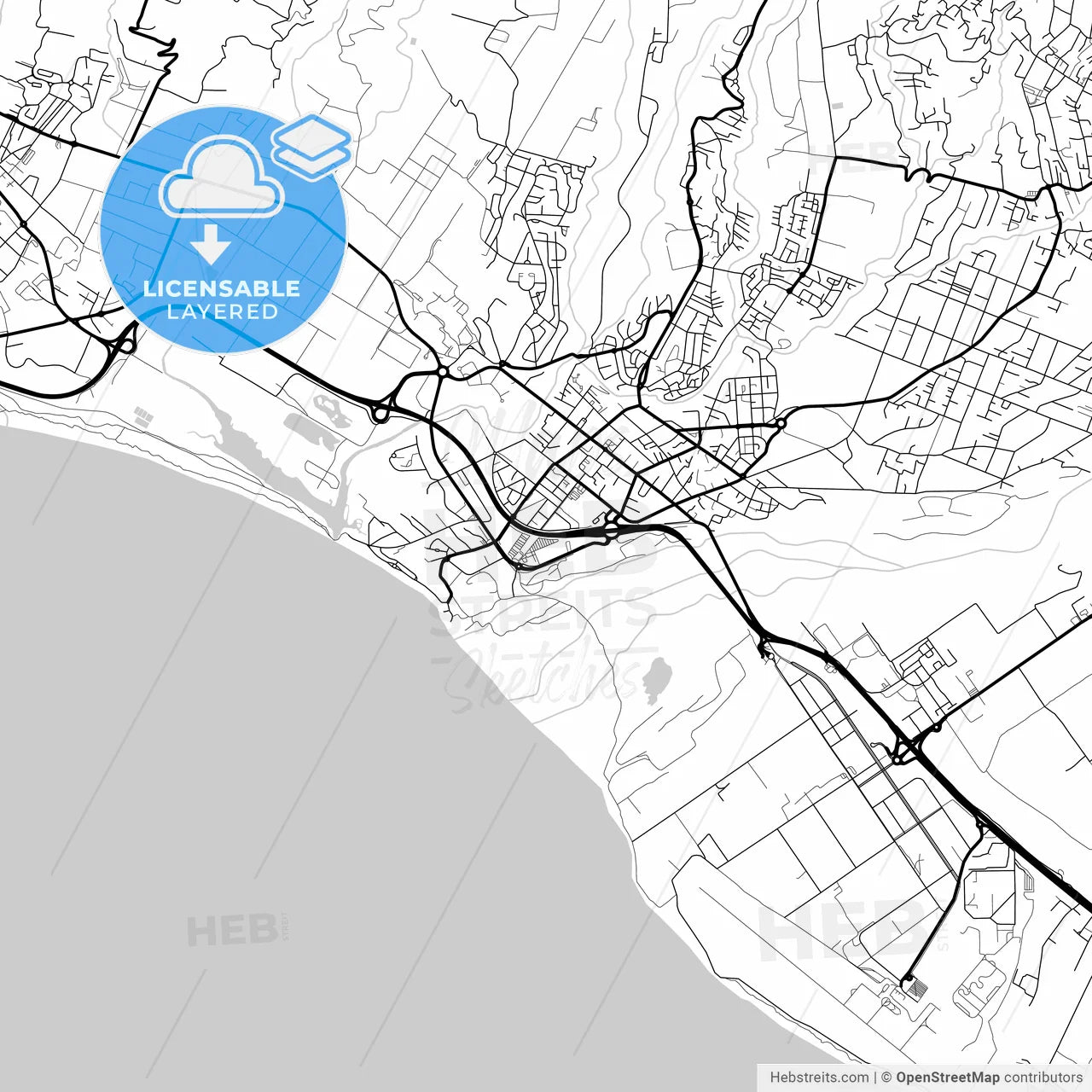 Layered PDF map of Saint-Louis, Réunion, France