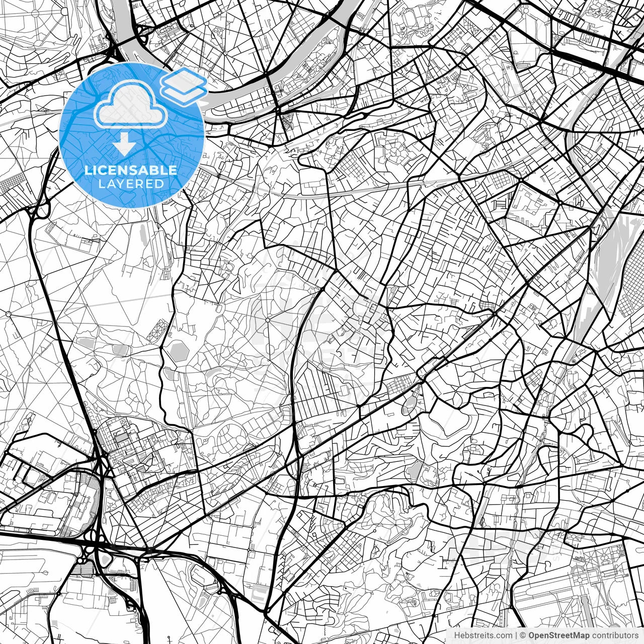 Layered PDF map of Clamart, Hauts-de-Seine, France