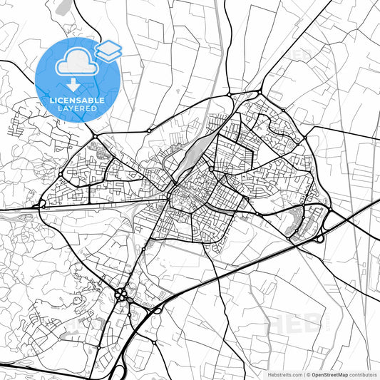 Layered PDF map of Narbonne, Aude, France