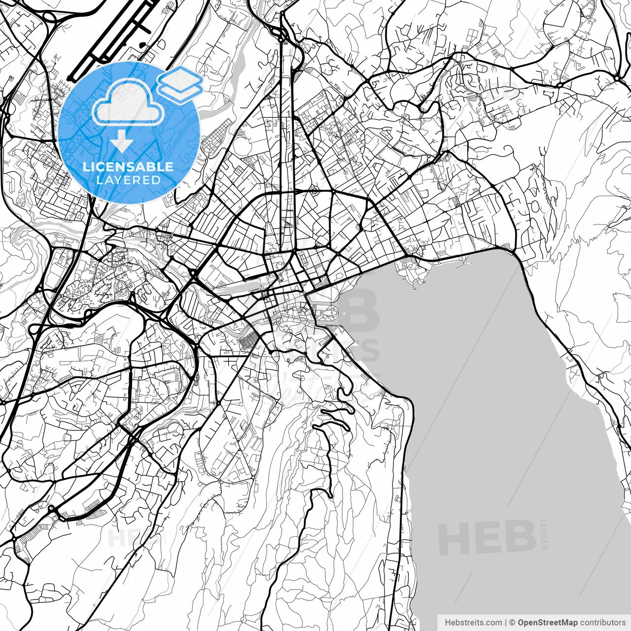 Layered PDF map of Annecy, Haute-Savoie, France