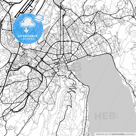 Layered PDF map of Annecy, Haute-Savoie, France