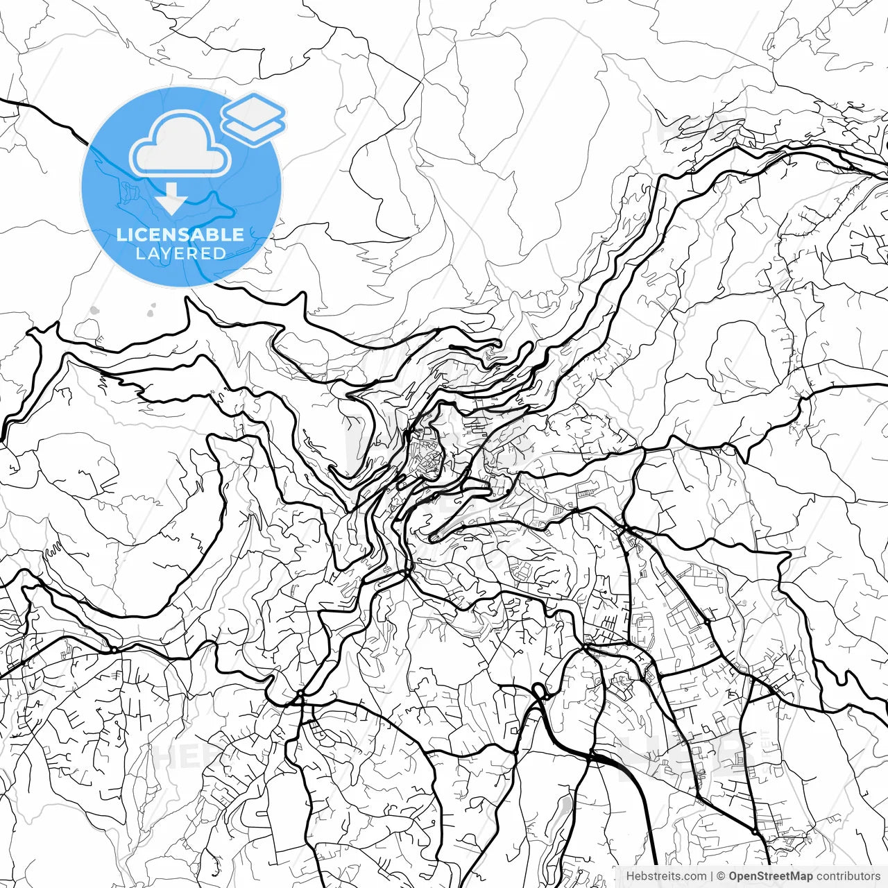 Layered PDF map of Grasse, Alpes-Maritimes, France