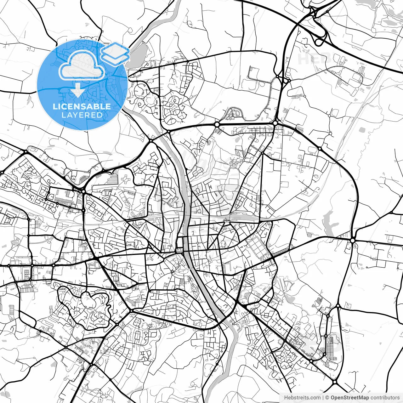 Layered PDF map of Laval, Mayenne, France