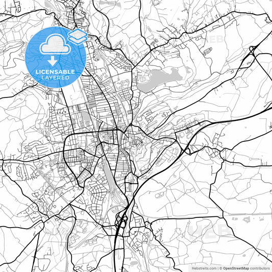 Layered PDF map of Belfort, Territoire de Belfort, France