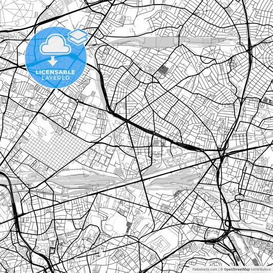 Layered PDF map of Bobigny, Seine-Saint-Denis, France