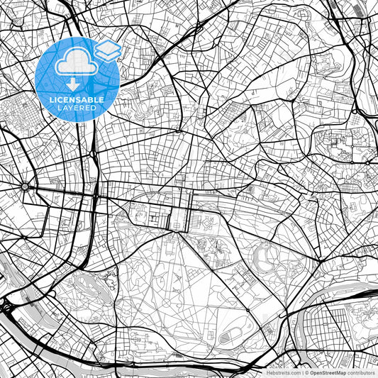 Layered PDF map of Vincennes, Val-de-Marne, France