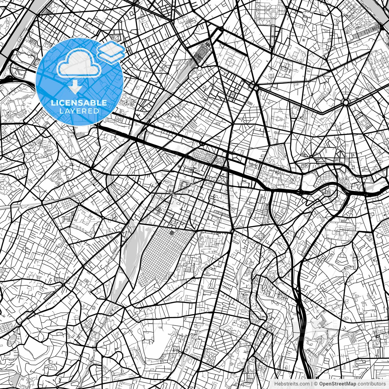 Layered PDF map of Montrouge, Hauts-de-Seine, France