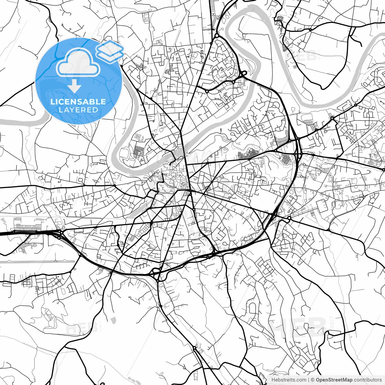 Layered PDF map of Albi, Tarn, France