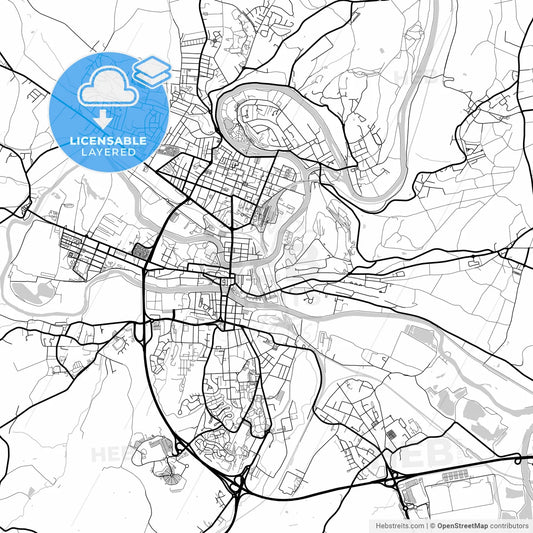 Layered PDF map of Charleville-Mézières, Ardennes, France