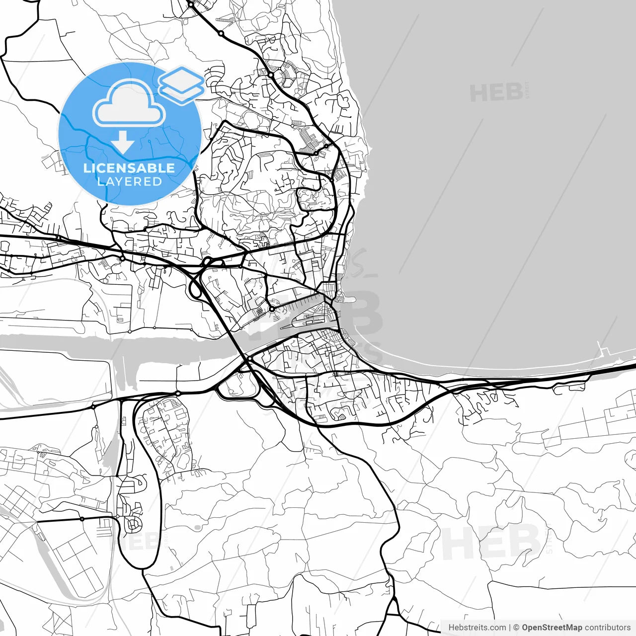 Layered PDF map of Martigues, Bouches-du-Rhône, France