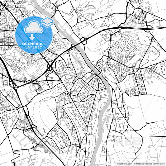 Layered PDF map of Corbeil-Essonnes, Essonne, France