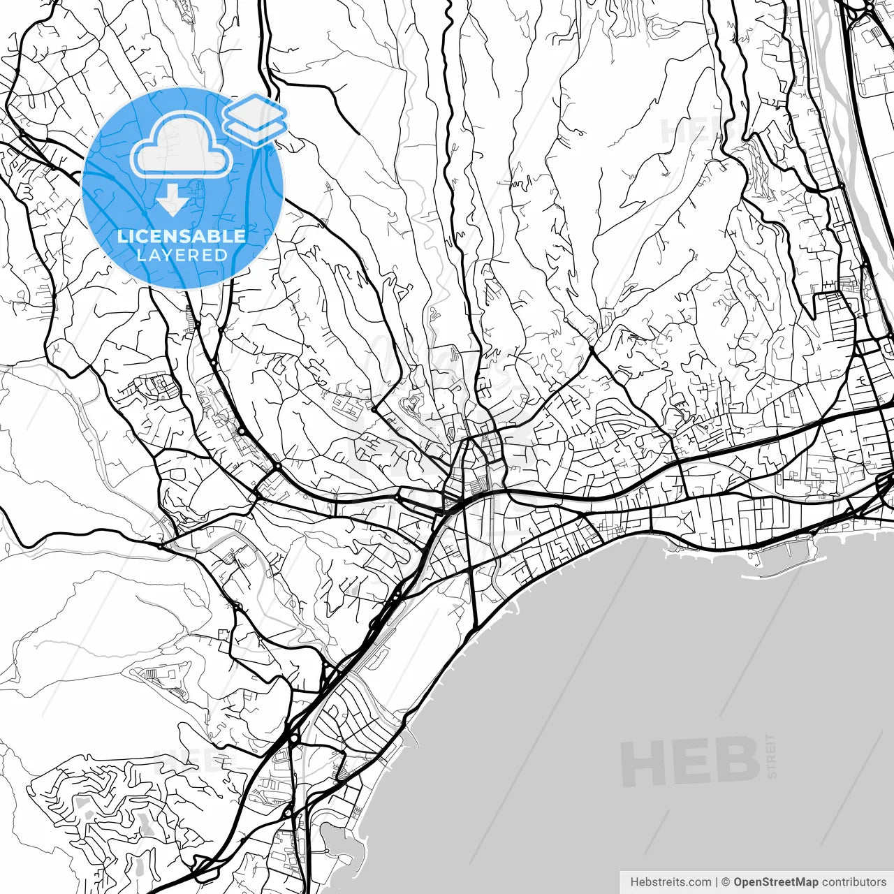 Layered PDF map of Cagnes-sur-Mer, Alpes-Maritimes, France