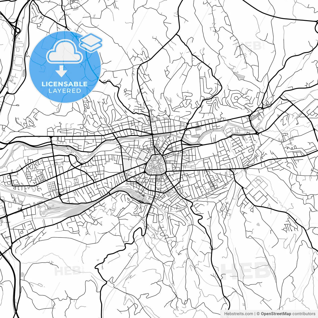 Layered PDF map of Brive-la-Gaillarde, Corrèze, France