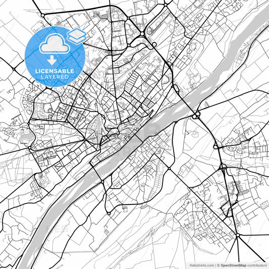 Layered PDF map of Blois, Loir-et-Cher, France