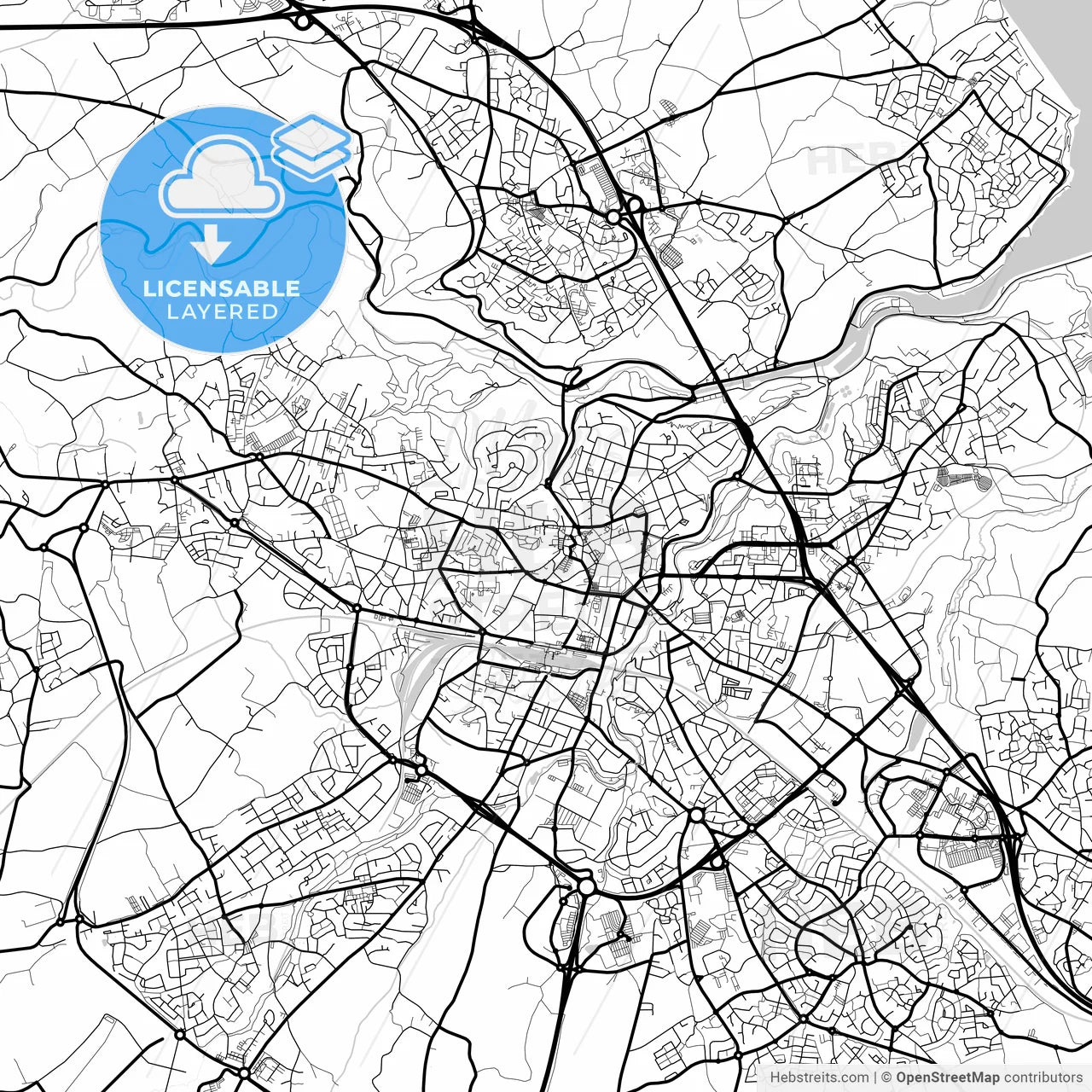 Layered PDF map of Saint-Brieuc, Côtes-d Armor, France