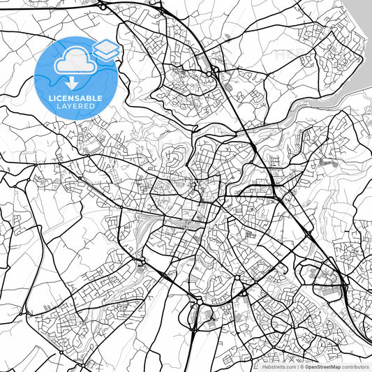 Layered PDF map of Saint-Brieuc, Côtes-d Armor, France