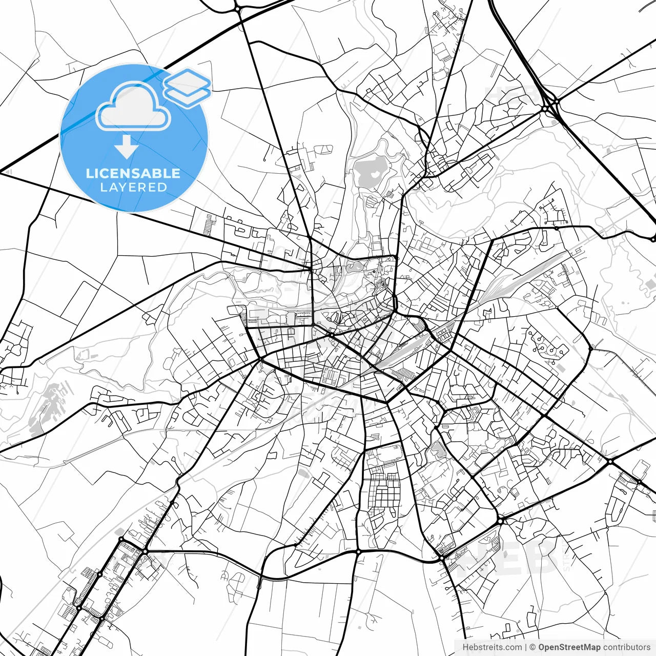 Layered PDF map of Châteauroux, Indre, France