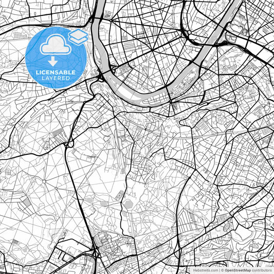 Layered PDF map of Meudon, Hauts-de-Seine, France