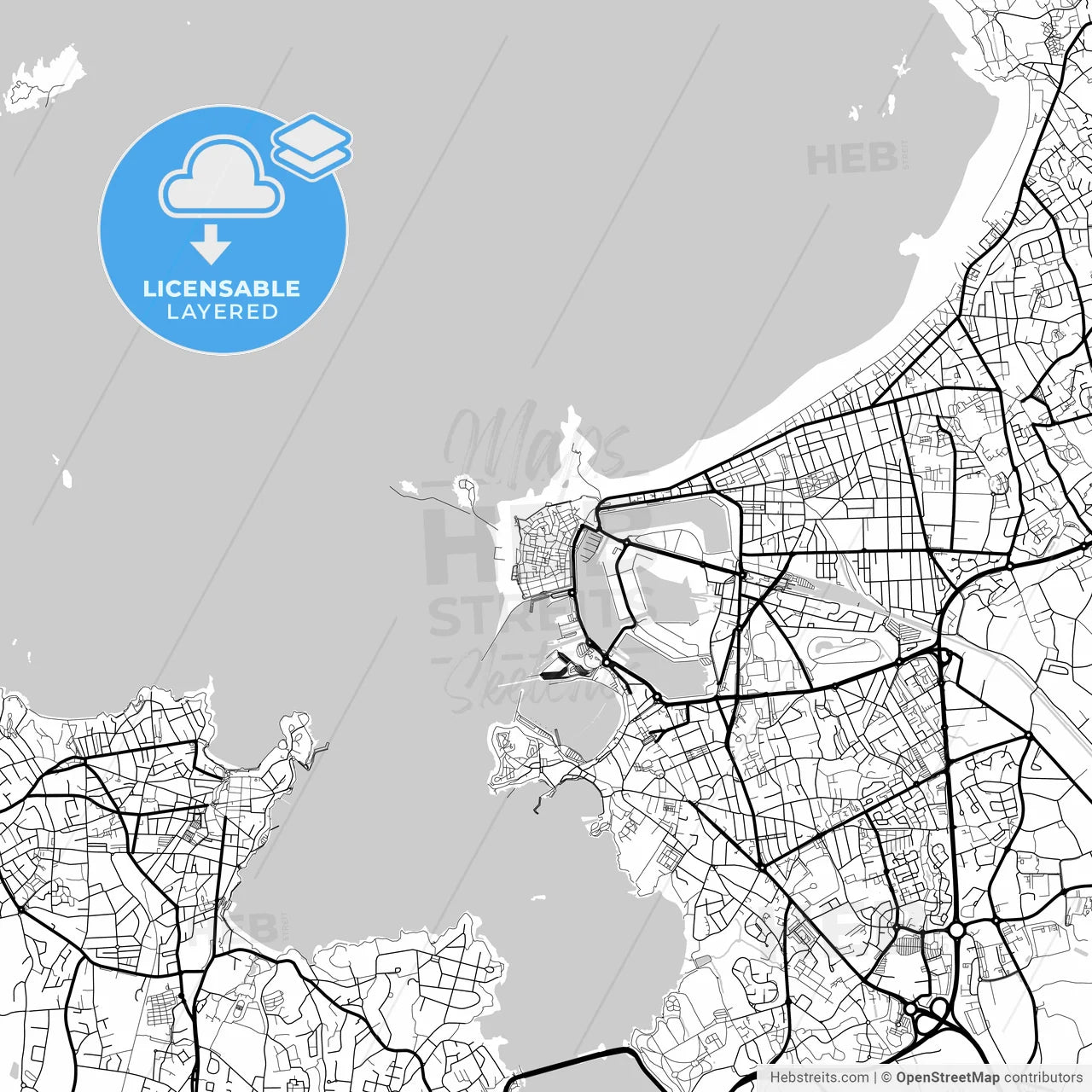 Layered PDF map of Saint-Malo, Ille-et-Vilaine, France