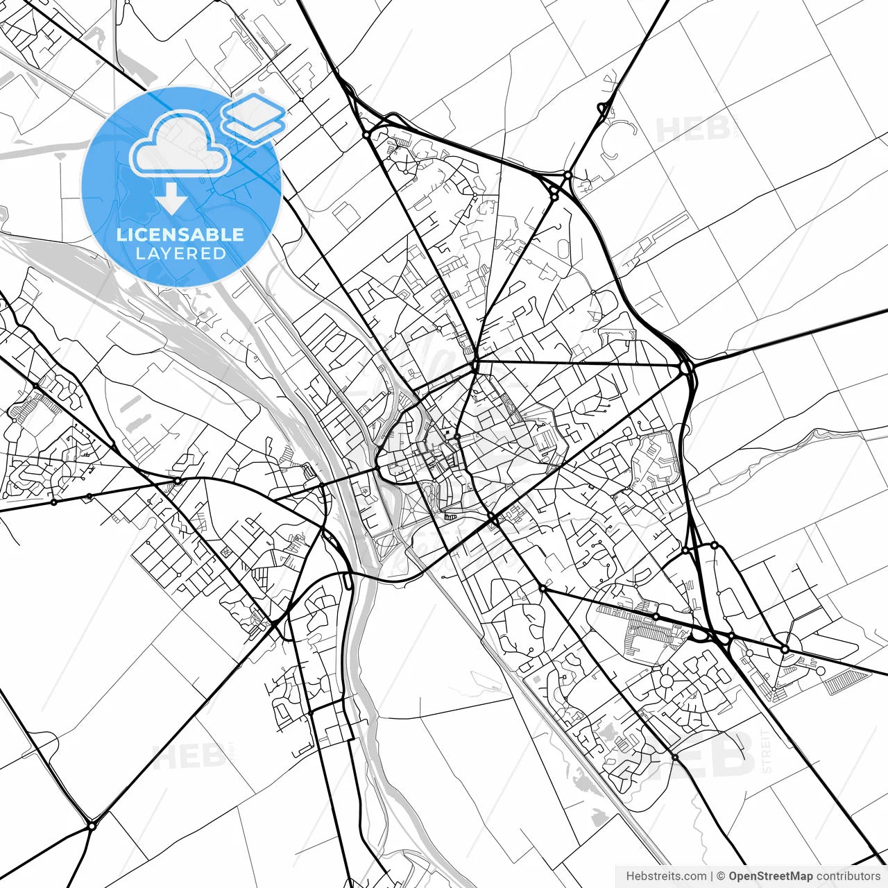 Layered PDF map of Châlons-en-Champagne, Marne, France
